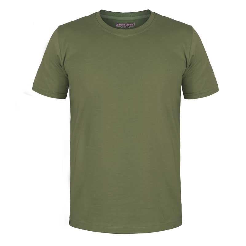تیشرت آستین کوتاه سوپر نخ پنبه مردانه و زنانه رنگ سبز زیتونی